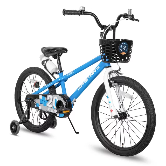 Gyerekbicikli Joystar Pluto 20", 115-145 cm, világító segédkerekek, strapabíró acélváz, biztonságos fékek, állítható nyeregmagasság, palacktartó - rózsaszín