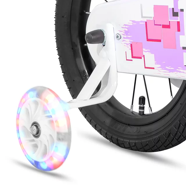 Gyermekkerékpár Joystar Pluto 12", 82-105 cm, könnyen kezelhető fékek, strapabíró acélváz, zárt láncvédő, állítható nyeregmagasság - lila