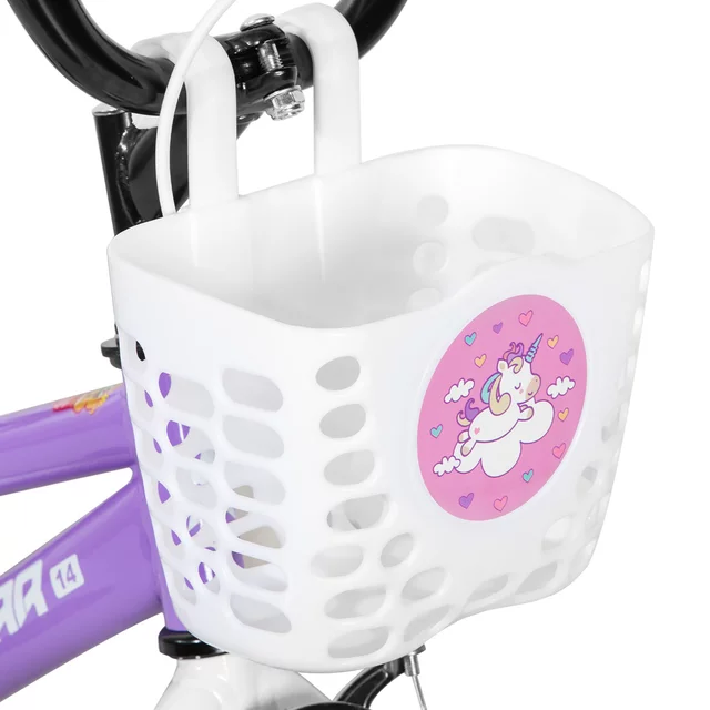 Gyermekkerékpár Joystar Pluto 16", 105-135 cm, világító segédkerekek, állítható nyeregmagasság, szilárd acélváz, zárt láncvédő burkolat - kék