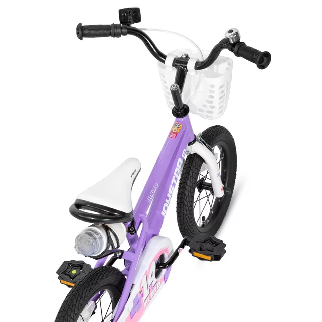 Gyermekkerékpár Joystar Pluto 16", 105-135 cm, világító segédkerekek, állítható nyeregmagasság, szilárd acélváz, zárt láncvédő burkolat - kék