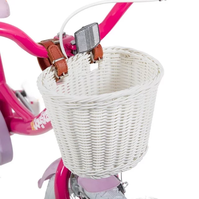 Gyermekkerékpár Joystar Unicorn 12", 82-105 cm, praktikus kosár, babaülés, segédkerekek, szilárd acélváz, erős villa, állítható kormány és nyereg - lila