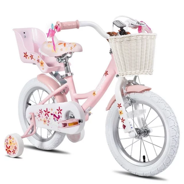 Gyermekkerékpár Joystar Unicorn 14", 92-120 cm, magasságban állítható kormány és nyereg, segédkerekek, kitámasztó, masszív acélváz, 3 éves kortól - lila - rózsaszín