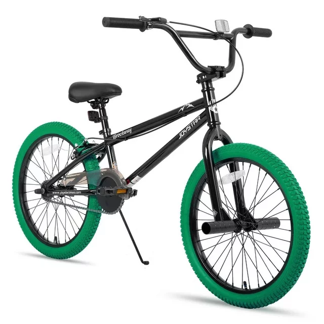 BMX kerékpár Joystar Brockway 24", széles gumiabroncsok, ergonomikus nyereg, BMX kormány, 24 x 2,125"-es gumiabroncsok - zöld-fekete - zöld-fekete