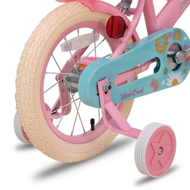 Gyermekkerékpár Joystar Little Daisy 16", 105-135 cm, állítható nyereg és kormány, kormánykosár, babaülés, csengő, felfújható gumiabroncsok, kontrafék - rózsaszín