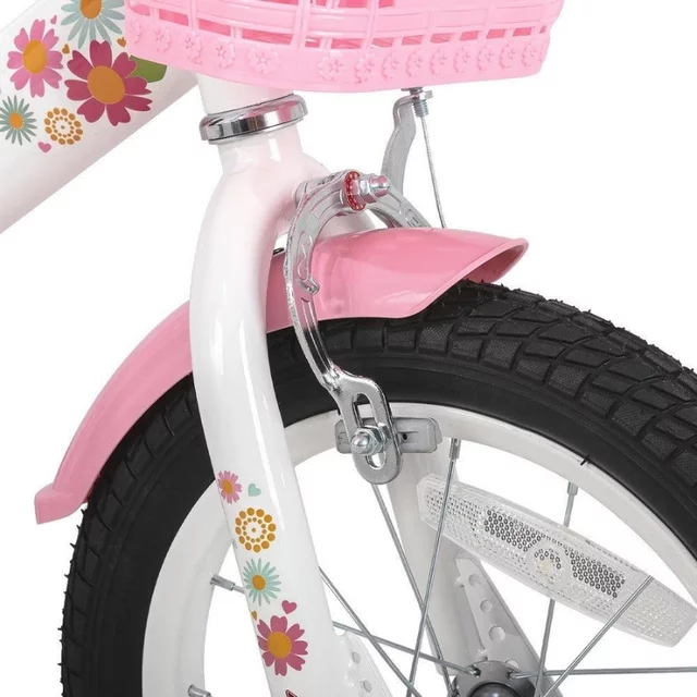 Gyermekkerékpár Joystar Little Daisy 12", 82-105 cm, állítható nyereg és kormány, kormánykosár, babaülés, csengő, felfújható gumiabroncsok, kontrafék - világos rózsaszín