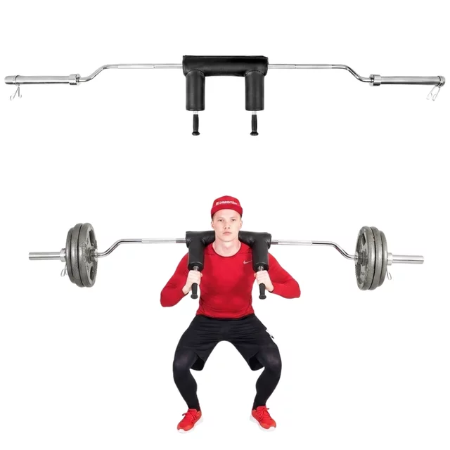 Olimpiai guggolórúd inSPORTline Squabar 239,3cm/50mm • 25,5kg • 317 kg-ig • szorítógyűrűkkel, kényelmes párnázás, támogatja a helyes testtartást