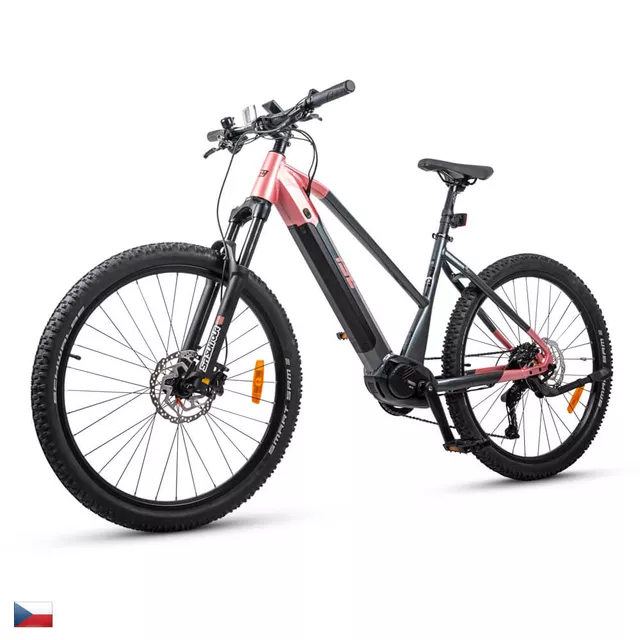 Női hegyikerékpár inSPORTline ISL Asuki 630 Wh 27,5" – 2025-ös modell, Bafang M410 motor, 150 km hatótávolság, 27,5" kerékátmérő - Aqua Kék - Tengeri Rózsa