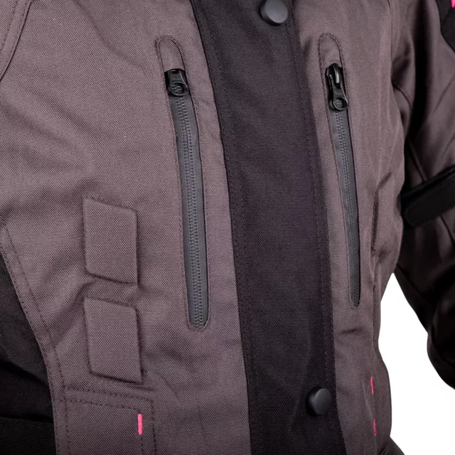 Női motoros kabát W-TEC Barbata, CE-védők, AirVent rendszer, Visionight fényvisszaverő elemek, szellőzőnyílás - fekete-szürke-rózsaszín