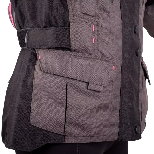 Női motoros kabát W-TEC Barbata, CE-védők, AirVent rendszer, Visionight fényvisszaverő elemek, szellőzőnyílás - fekete-szürke-rózsaszín