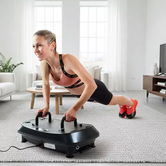 Vibrációs platform inSPORTline Duonique, 30 sebesség, 6 program, enyhén ívelt felület, csúszásmentes edzésfelület, LED kijelző és távirányító