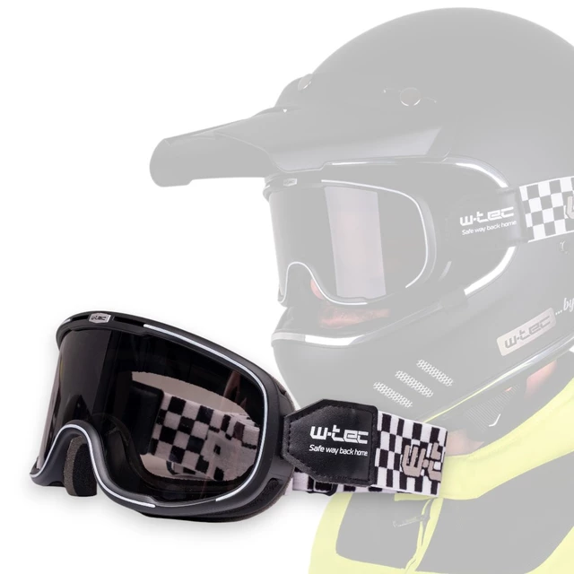 Vintage motoros szemüveg W-TEC Chesster - sakktábla