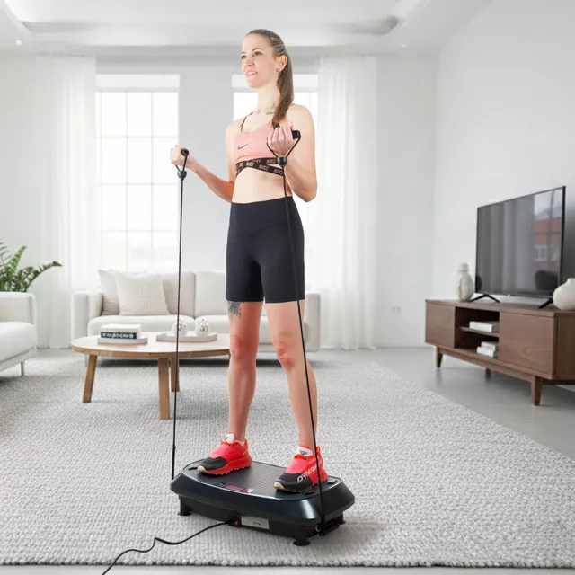 Vibrációs platform inSPORTline Duonique, 30 sebesség, 6 program, enyhén ívelt felület, csúszásmentes edzésfelület, LED kijelző és távirányító