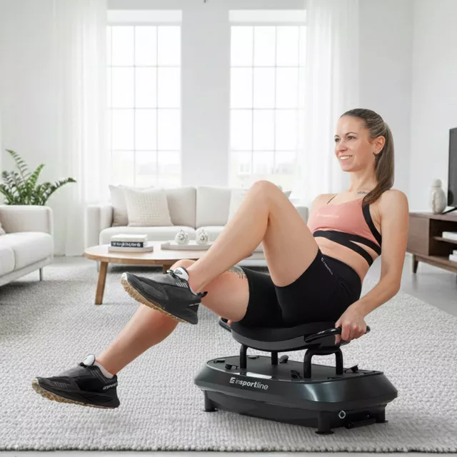 Vibrációs platform inSPORTline Duonique, 30 sebesség, 6 program, enyhén ívelt felület, csúszásmentes edzésfelület, LED kijelző és távirányító