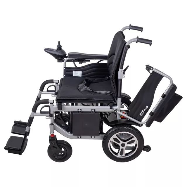 Elektromos kerekesszék inSPORTline Svanson, praktikus, egyszerű, levehető lábtartó, összecsukható kialakítás, joystick vezérlésű, max 130kg