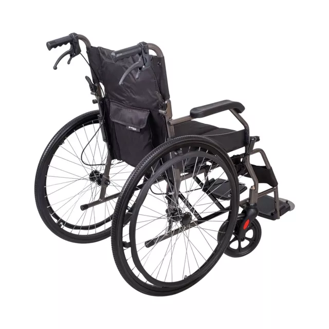 Mechanikus összecsukható kerekesszék inSPORTline Jakesully, könnyű kezelhetőség, csuklós lábtartó, hajtókarika, párnázott ülés és háttámla