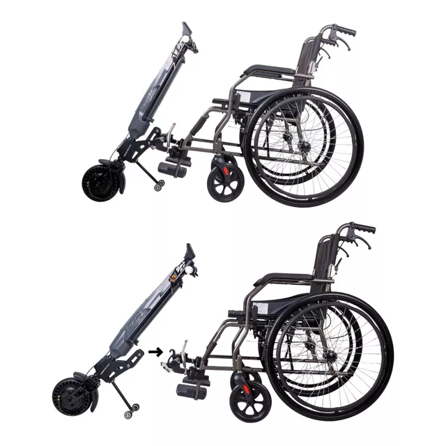 Mechanikus összecsukható kerekesszék inSPORTline Jakesully Oppatia meghajtással, hajtókarika, LED kijelző és lámpa, párnázott ülés, állítható lábtartó