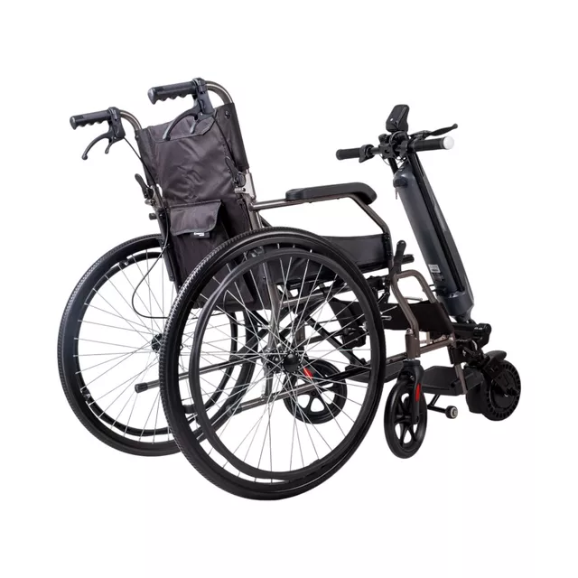 Mechanikus összecsukható kerekesszék inSPORTline Jakesully Oppatia meghajtással, hajtókarika, LED kijelző és lámpa, párnázott ülés, állítható lábtartó