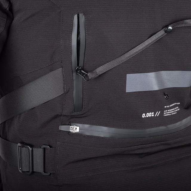 Motoros kabát W-TEC Nykolas, levehető rugalmas CE protektorok, Ripstop külső szövet 600D poliészterrel, hőszigetelő bélés - fekete