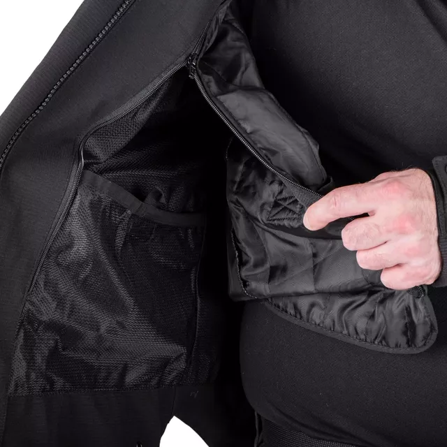 Motoros kabát W-TEC Nykolas, levehető rugalmas CE protektorok, Ripstop külső szövet 600D poliészterrel, hőszigetelő bélés - fekete