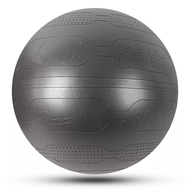 Gimnasztikai labda inSPORTline Stretch Ball 75 cm, masszázs nyúlványok, csúszásmentes, kézi pumpa, tartós PVC anyag - fekete