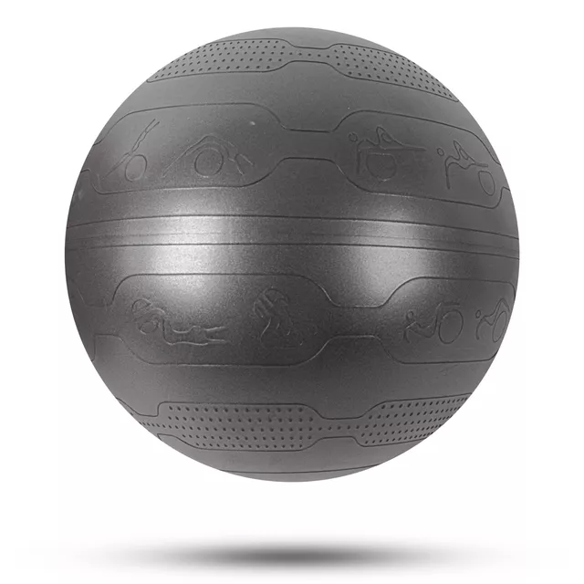 Gimnasztikai labda inSPORTline Stretch Ball 55 cm, masszázs nyúlványok, csúszásmentes, kézi pumpa, tartós PVC anyag - fekete