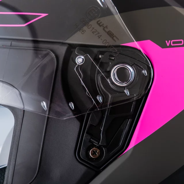 Motoros sisak W-TEC Voltik Shockrose, aerodinamikusan kialakított héj, zárható szellőzőrendszer, Pinlock® 70 előkészítés, mikrometrikus csat zárással - rózsaszín