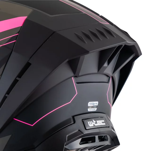 Motoros sisak W-TEC Voltik Shockrose, aerodinamikusan kialakított héj, zárható szellőzőrendszer, Pinlock® 70 előkészítés, mikrometrikus csat zárással - rózsaszín