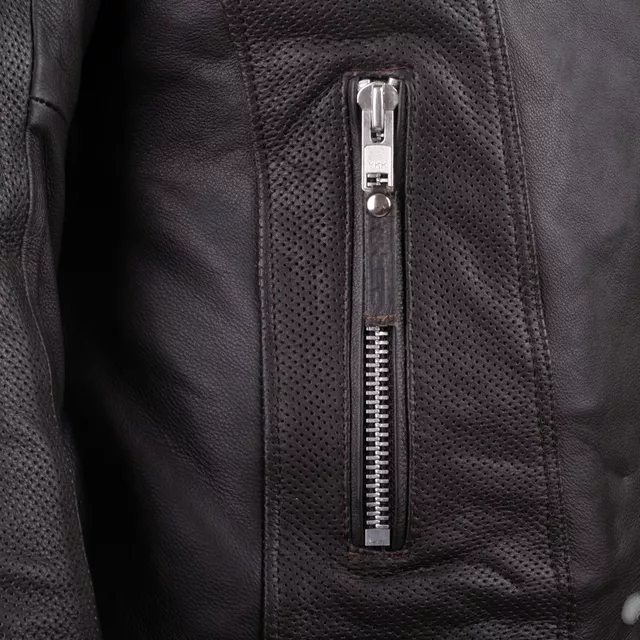 Női bőr motoros kabát W-TEC Mantura - sötét barna