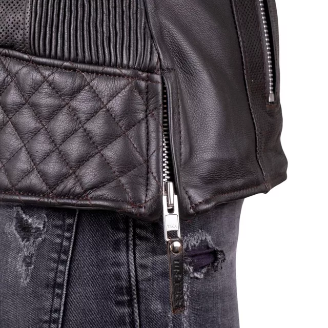 Női bőr motoros kabát W-TEC Mantura - sötét barna