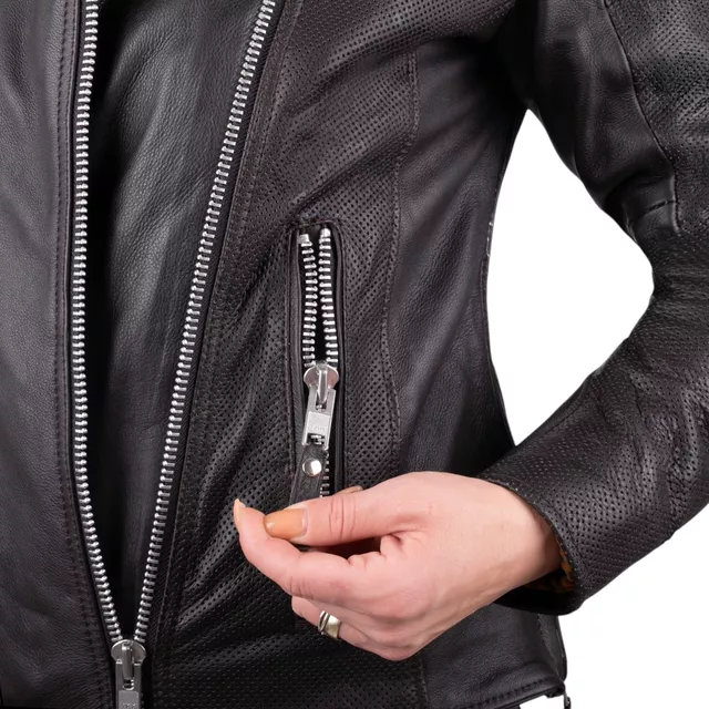 Női bőr motoros kabát W-TEC Mantura - sötét barna