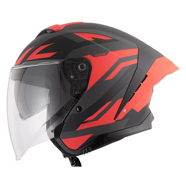 Motoros bukósisak W-TEC Voltik Graphic, mosható bélés, intelligens szellőzés, gyorskioldós mikrometrikus pánt, ECE 22.06 biztonsági szabvány - sárga