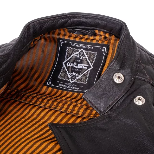 Női bőr motoros kabát W-TEC Mantura - sötét barna