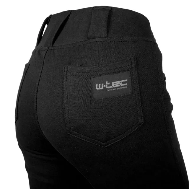 Női motoros leggings W-TEC Lukrecia Base, elasztikus, testhezálló szabás, sztreccs panelek, magas derékrész, W-TEC logó a zsebeken - fekete