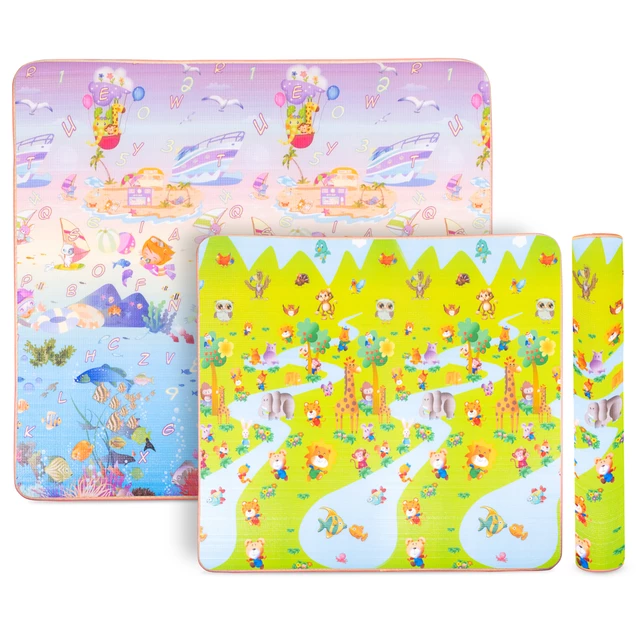 Feltekerhető gyerekszőnyeg inSPORTline Lhotino 200x180x1,5 cm - Zsiráf - méter - Víz alatti világ