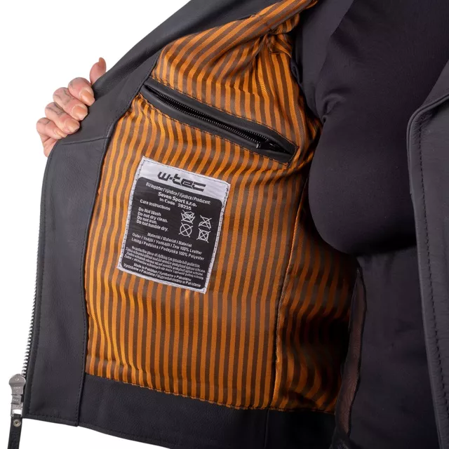 Női bőr motoros kabát W-TEC Brinea - matt fekete