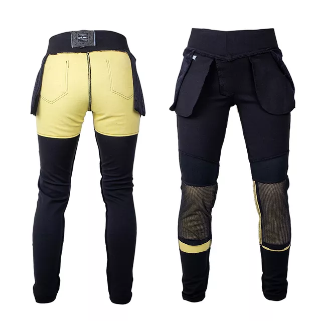 Női motoros leggings W-TEC Lukrecia Evo, sztreccs panelek, kopásálló aramid belső bélés, magas derékrésszel, testhezálló szabású - fekete