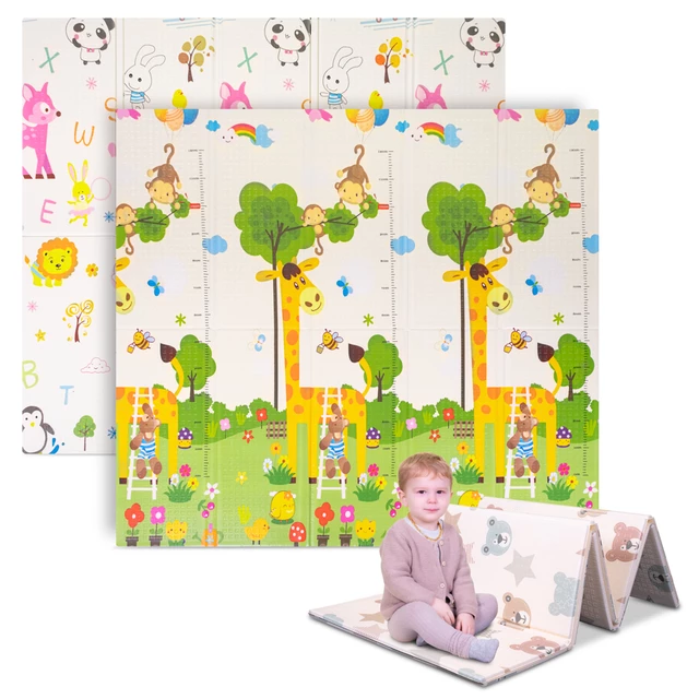 Összecsukható baba matrac inSPORTline Michlino 150x180x1,2 cm - Aranyos bálnák - Vidám állatkák