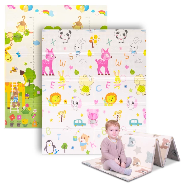 Összehajtható gyerek szőnyeg inSPORTline Michlino 180x160x1,2 cm - Aranyos mackók - Vidám állatkák