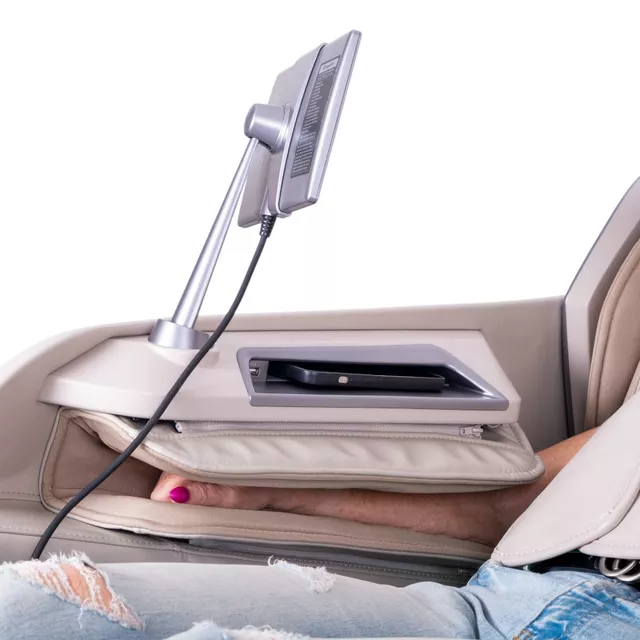 Masszázsfotel inSPORTline Balsadena, LCD vezérlőkijelző, beépített hangszórók,  LED-világítás, 20 előre beállított program, műbőr - kávé