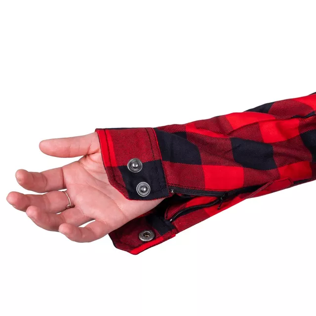 Női motoros kapucnis pulóver W-TEC Black Heart Ramforge, húzózsinóros kapucni, elasztikus kötött szegély, előkészítés hát-, váll- és könyökvédőhöz - piros-fekete