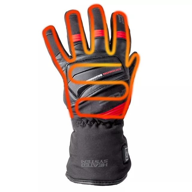 Fűthető motoros és síkesztyű W-TEC HEATamo - fekete-piros