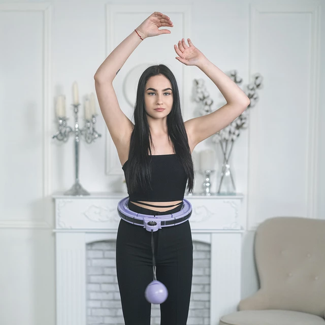 Hullahopp karika súllyal inSPORTline Weight Hoop Pro 69-105cm, 1.2kg, 41cm átmérő, bütykös, mágneses, szétszedhető, állítható méret, LCD kijelzővel