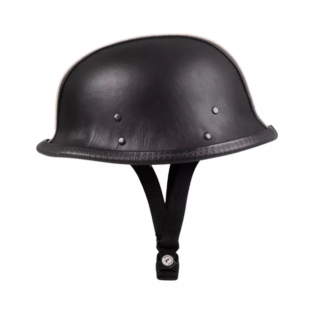 Retro nyitott motoros bukósisak Sodager Stripes, 560 g, polikarbonát héj, tanúsítvány nélkül, kényelmes, valódi bőrfelület