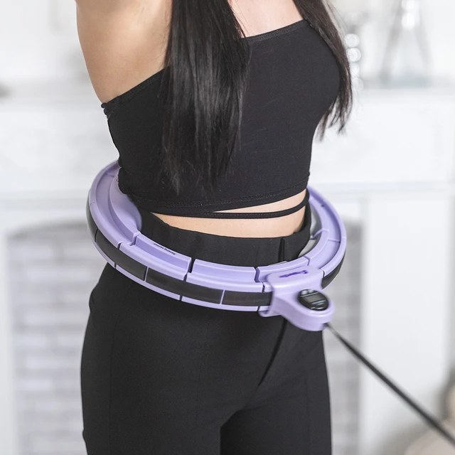 Hullahopp karika súllyal inSPORTline Weight Hoop Pro 69-105cm, 1.2kg, 41cm átmérő, bütykös, mágneses, szétszedhető, állítható méret, LCD kijelzővel