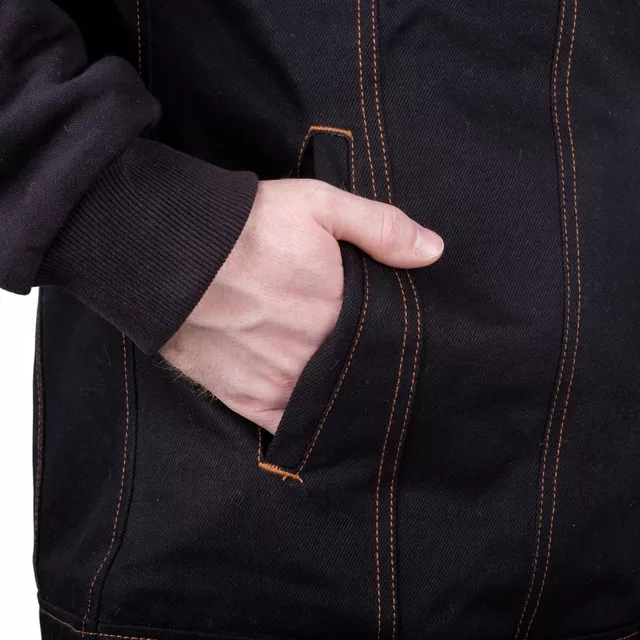 Motoros kabát W-TEC Black Heart Reeftor, cipzáras kapucni húzózsinórral, meghosszabbított hosszúság, steppelt belső bélés, hosszú ujjak - fekete