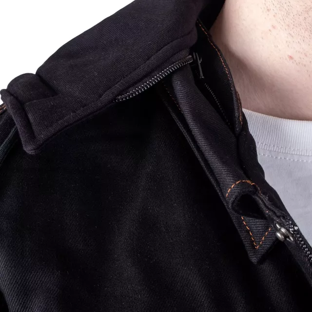 Motoros kabát W-TEC Black Heart Reeftor, cipzáras kapucni húzózsinórral, meghosszabbított hosszúság, steppelt belső bélés, hosszú ujjak - fekete