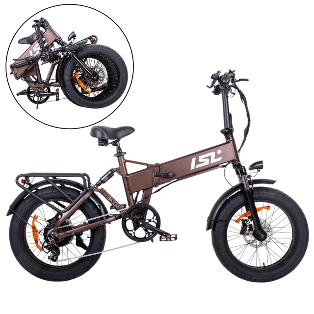 Összecsukható elektromos fat bike ISL Baxom 840Wh 20" - fekete - Mély Kávé