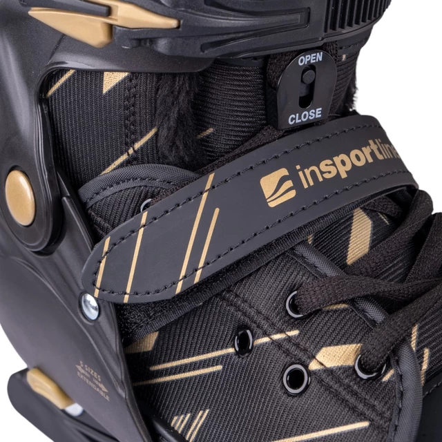 Jégkorcsolya inSPORTline Golnes, 5 méretben állitható, 100kg teherbirás, unisex, belső szőrmebélés, ComfortFit , gyorscsati - fekete
