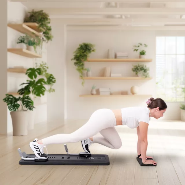Pilates reformer inSPORTline Trancer Basic, csúszásmentes, összecsukható kialakítás, kivehető kijelző, állvány telefon számára