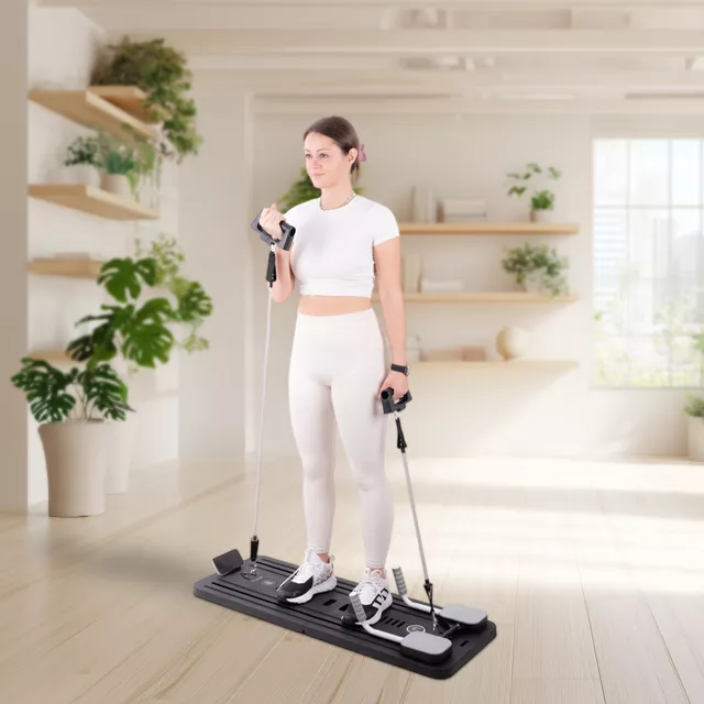 Pilates reformer inSPORTline Trancer Basic, csúszásmentes, összecsukható kialakítás, kivehető kijelző, állvány telefon számára